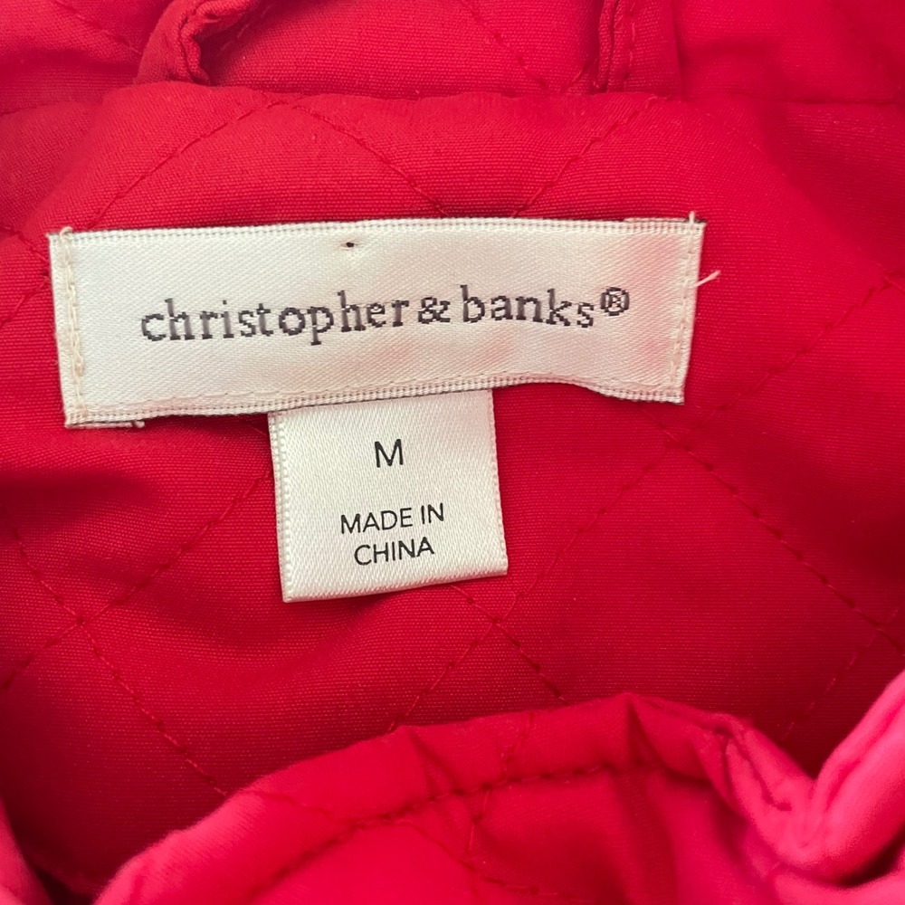 Christopher & Banks Quilted Vest Women Medium Red Pocket Classic Layering Preppy - Picture 4 of 6